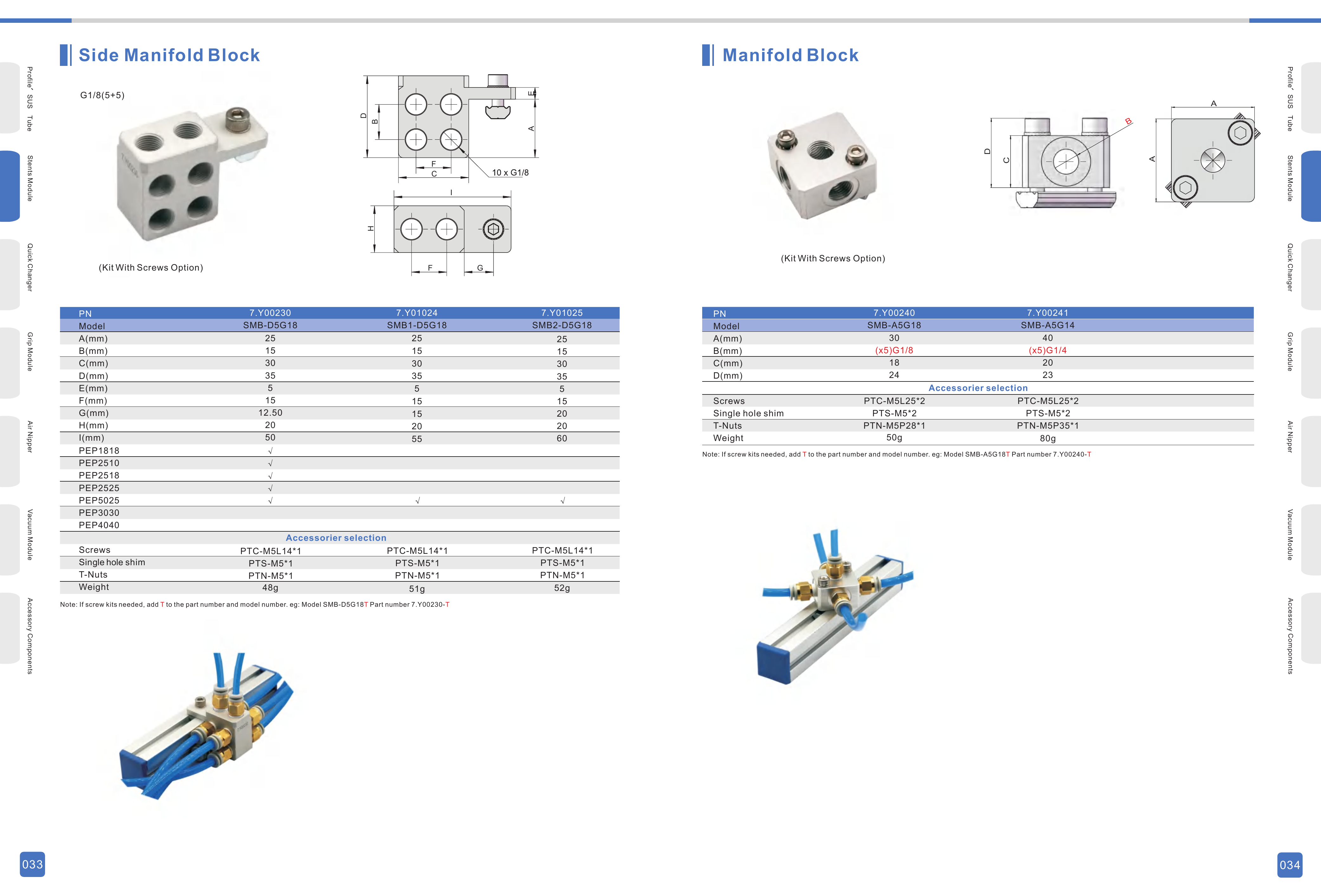 SMB / SMBY Original Technical Sheet 3 — Double-Side and A-Series Blocks