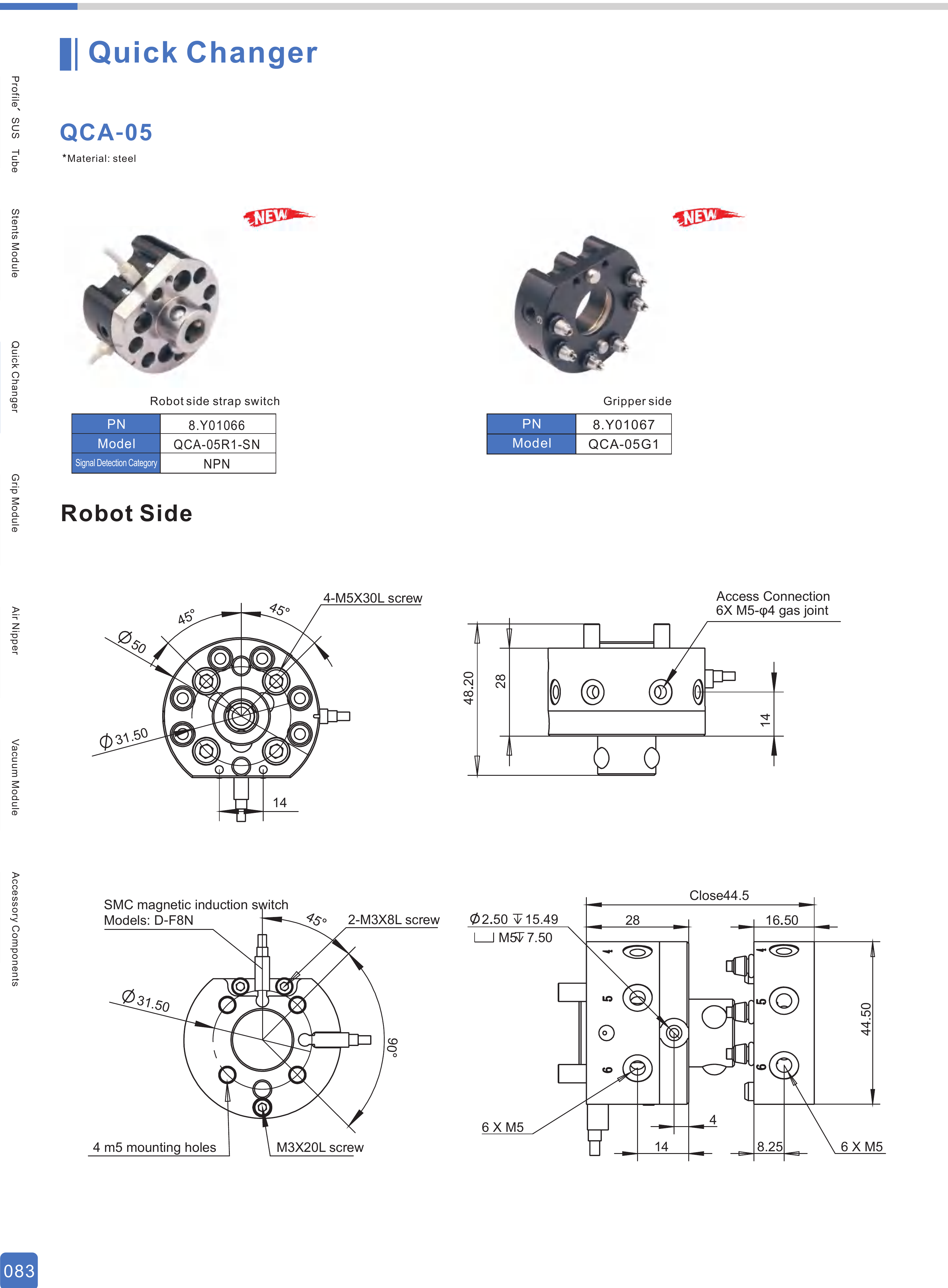 QCA Automatic Quick Changers Original Technical Sheet — QCA-05 Page 83