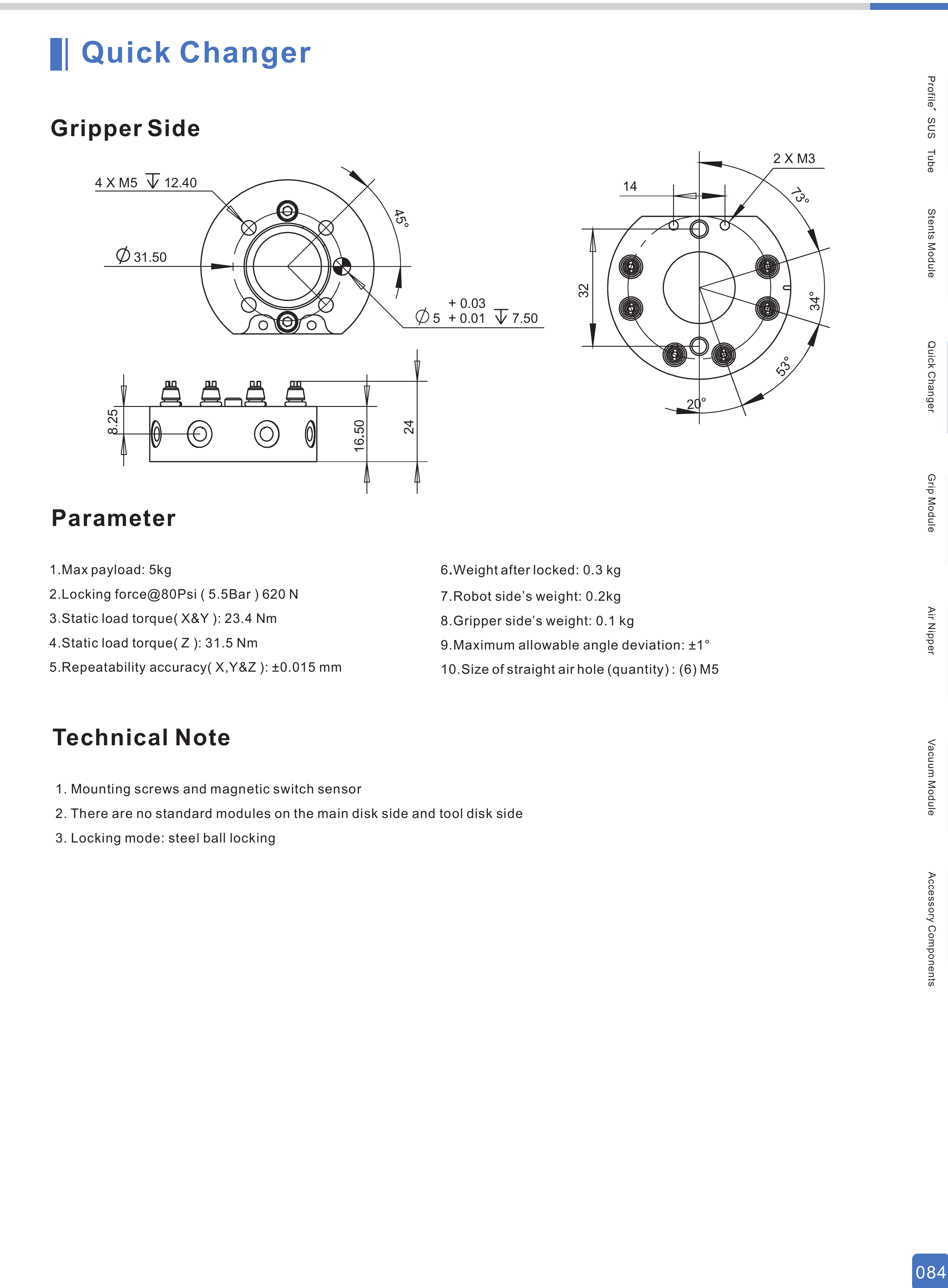 QCA Automatic Quick Changers Original Technical Sheet — QCA-05 Page 84